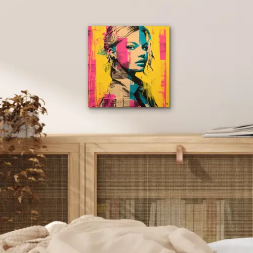 Vrouw - Verfstrepen - Gekleurd aluminium wit klein -sfeer3