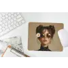 Vrouw - Beige - Bloem - Modern - Portret muismat rubber klein -witbureau