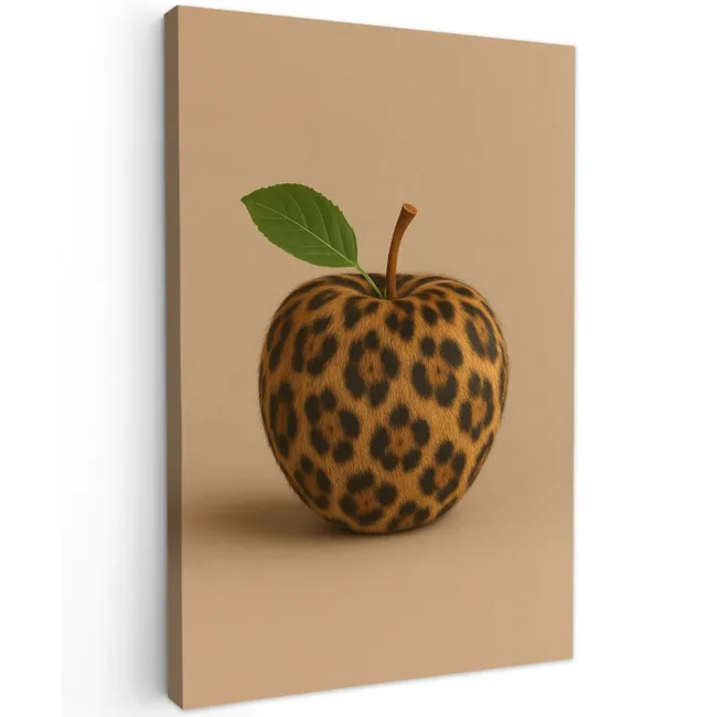 Appel - Panter - Blaadje - Groen Tuinposter op houten frame 2 cm dik middel -3d