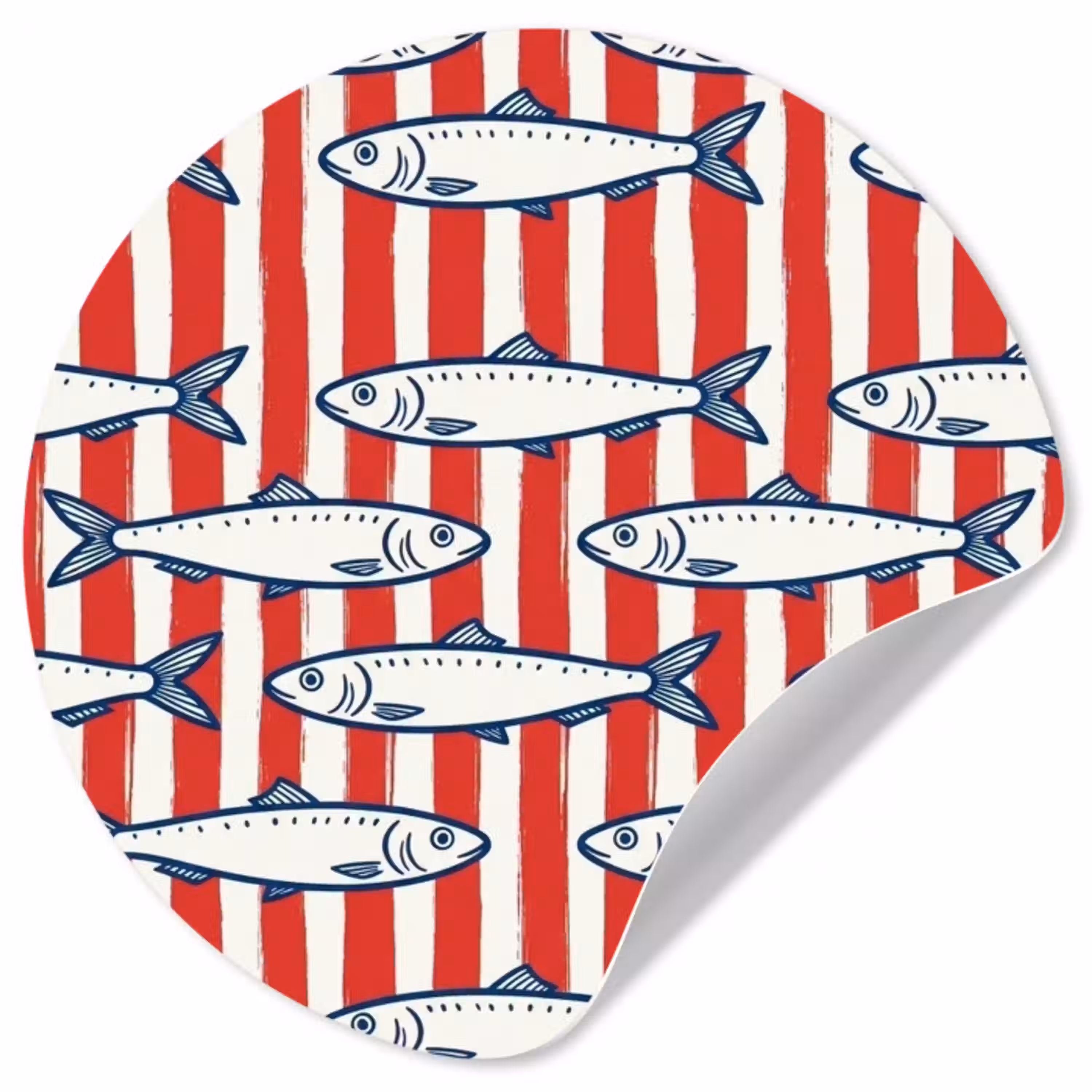 Vis - Patroon - Strepen - Illustratie - Rood Wandcirkel behangsticker klein -3d