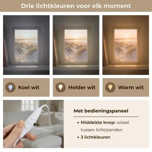 Duinen - Strand - Zee Light Box met kabel (Tafellamp) klein -USP_lichtkleurNL