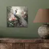 Pauw - Pauwenveren - Vogel - Jungle - Bloemen aluminium wit klein -sfeer2