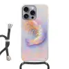 Garnaal - Subtiele structuur - Blauw - Roze Hoesje iPhone 16 Pro Max met koord klein -3d