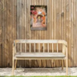 Doorkijk - Boog - Bloemen - Pastel Tuinposter op houten frame 2 cm dik klein -sfeer4