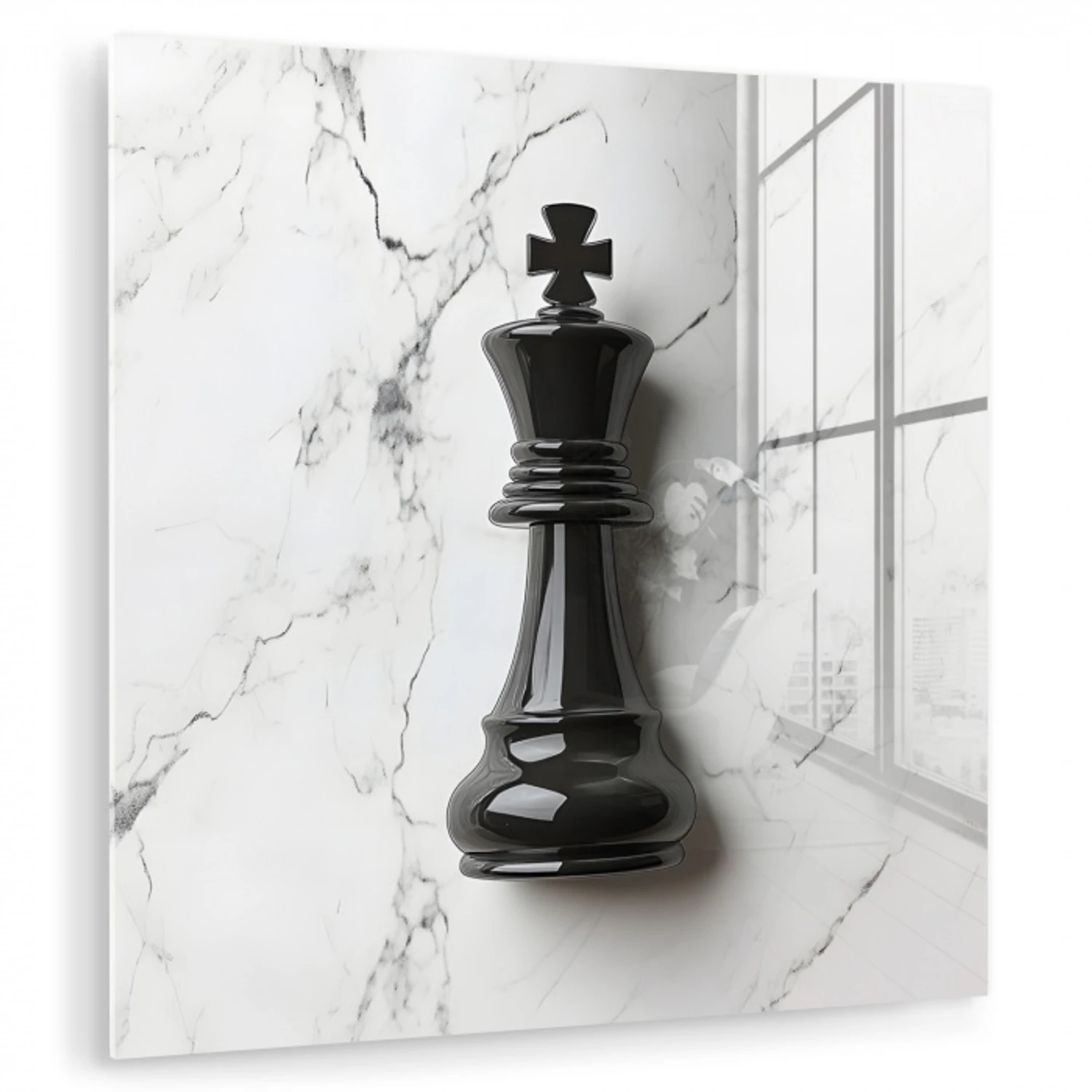 Schaakstuk - Koning - Zwart - Marmer plexiglas 5mm klein -zzzproduct_nieuw