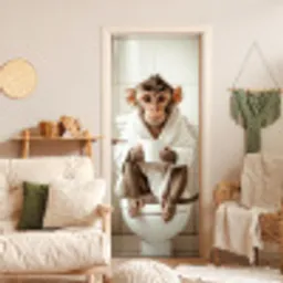 Aap - Modern - WC - Badjas deurposter klein -sfeer2