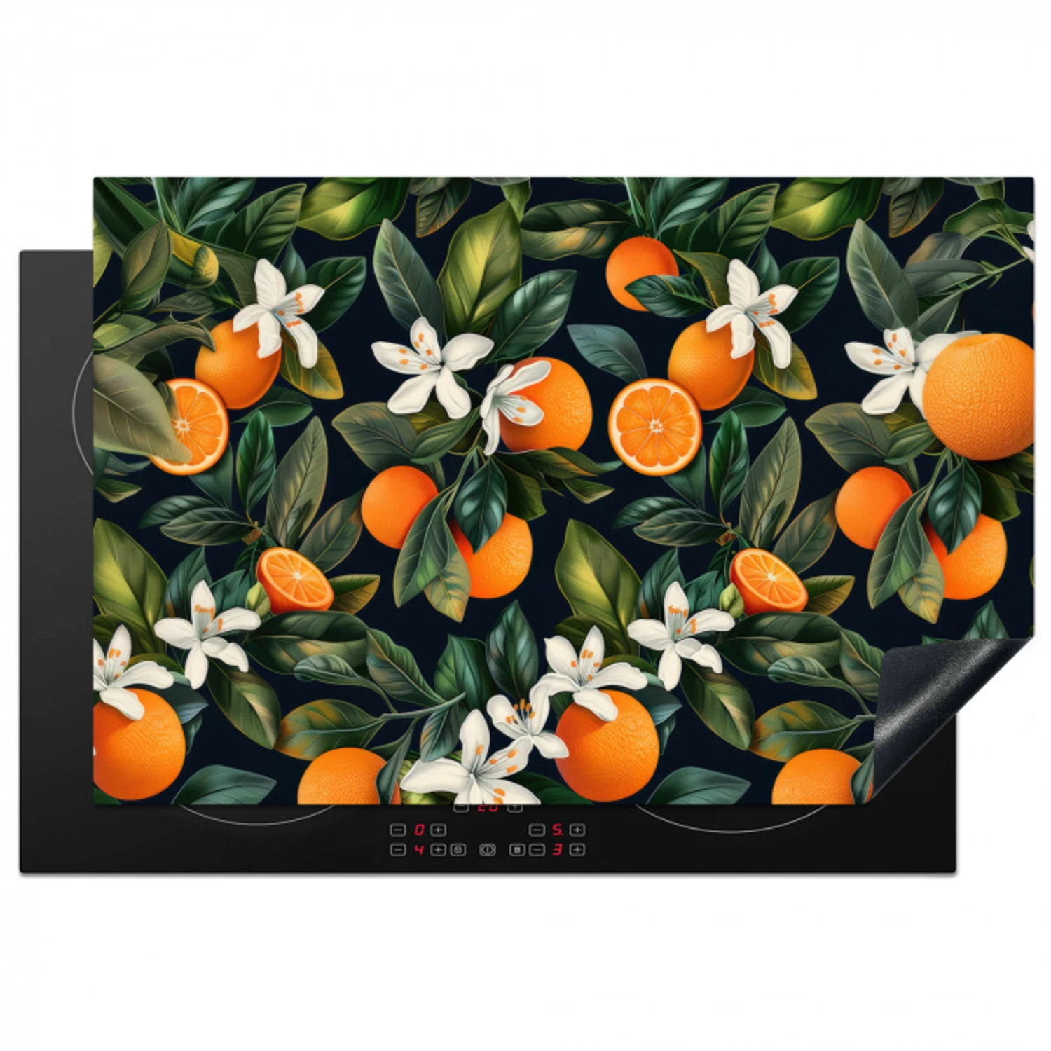 Sinaasappels - Bloesems - Bladeren - Tropisch Inductie beschermer vinyl 3mm klein -3d