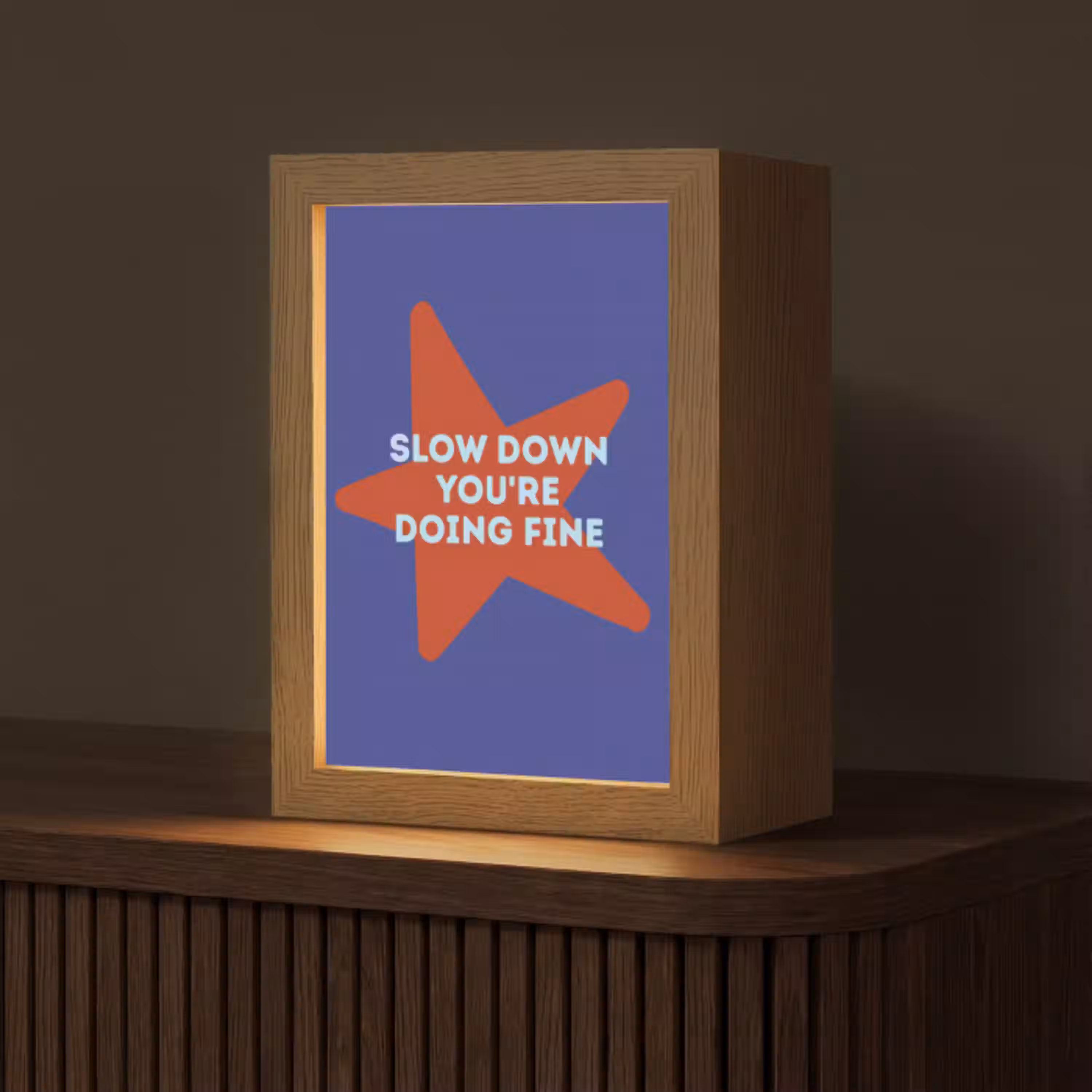 Slow down you're doing fine - Ster - Blauw Light Box met kabel (Tafellamp) klein -z3d_website