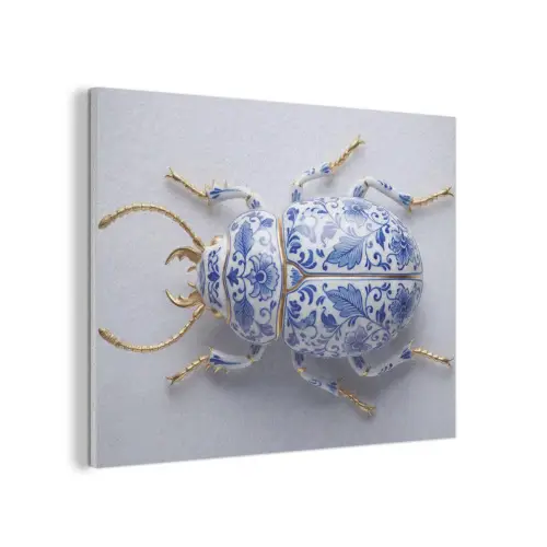 Kever - Delfts  - Blauw - Goud PET vilt klein -3d