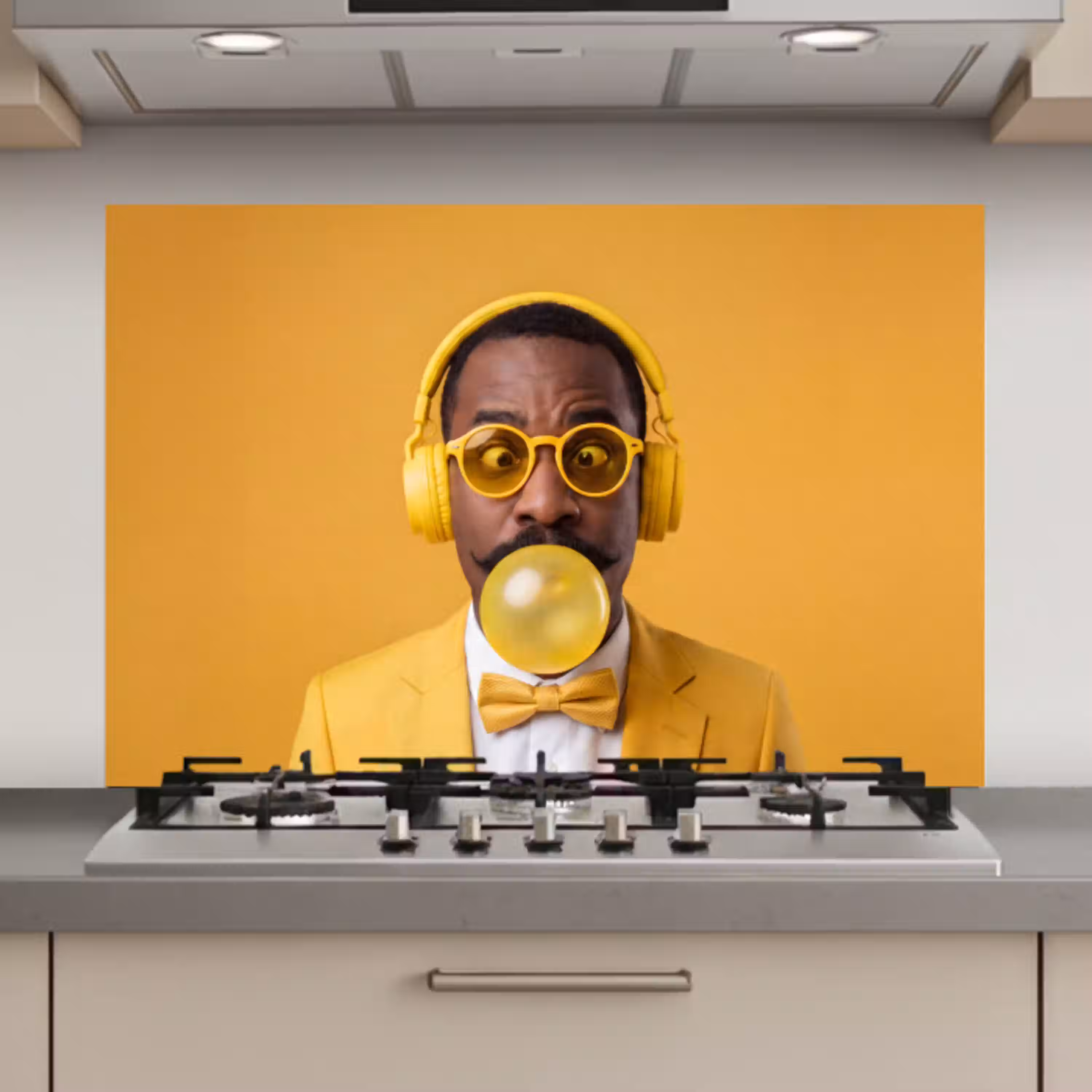 Man - Bubblegum - Portret - Geel - Modern keuken achterwand spatscherm klein -3d_website