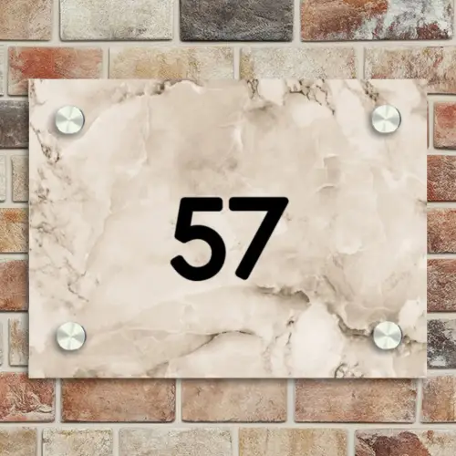 Beige marmer - Traditioneel Naambord Rechthoek middel -sfeer3