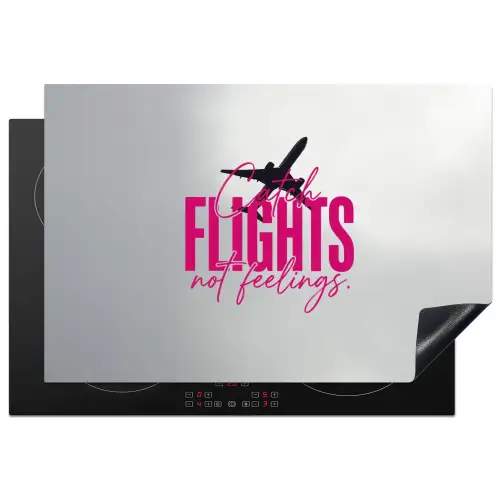 Catch flights not feelings - Vliegtuig - Roze Inductie beschermer vinyl 3mm klein -3d