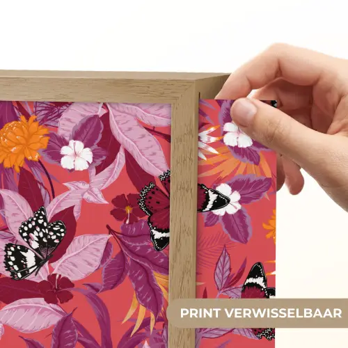 Zomer - Vlinder - Donker - Roze Light Box met batterij (Wandlamp) middel 907 -USP_websiteprintNL