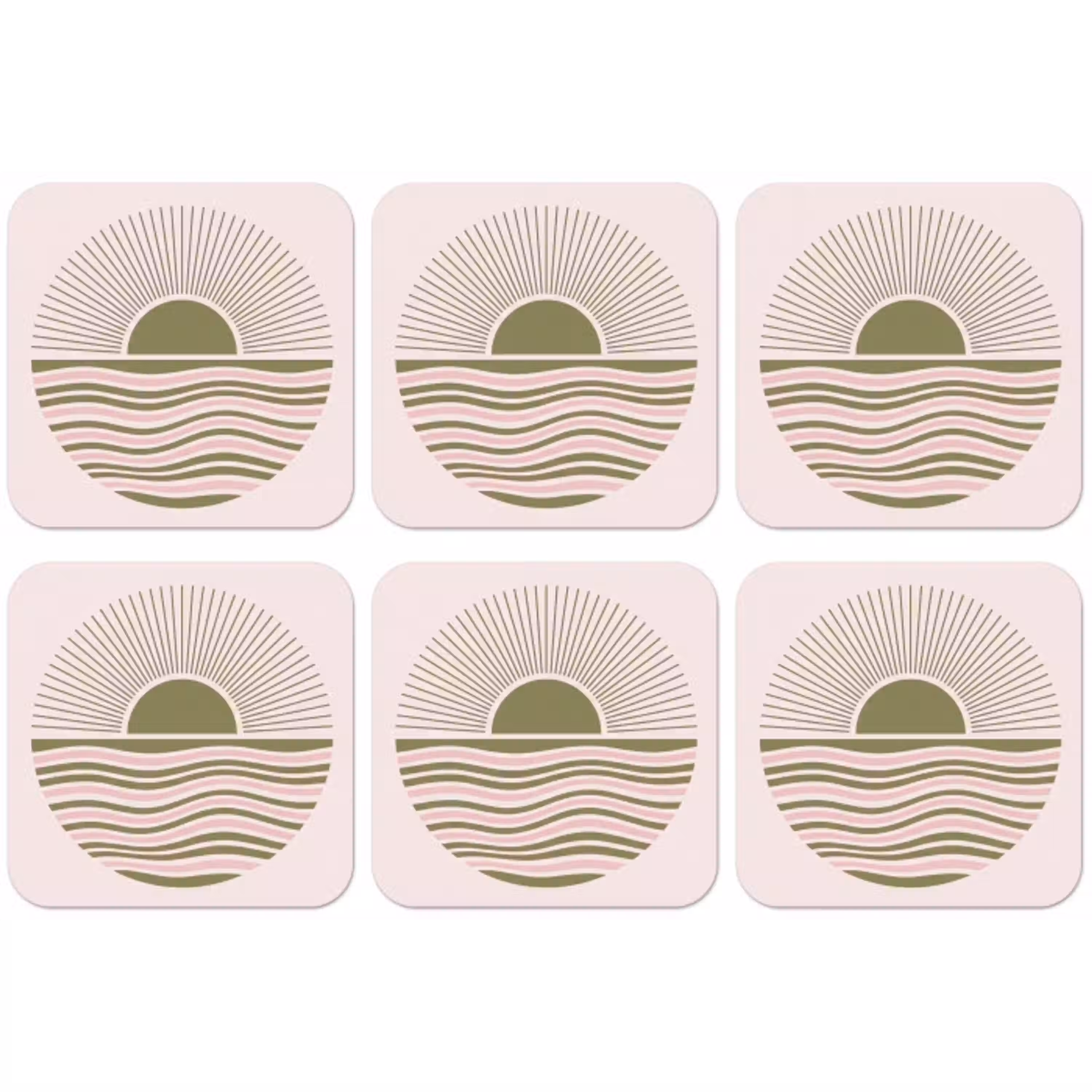 Zon - Zee - Abstract - Modern - Roze onderzetter kurk middel -zkaufland3dotto