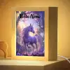 Eenhoorn - Paars - Sprookje - Fantasy dier Light Box met kabel (Kinderlampje) klein -zzzz_3d_website