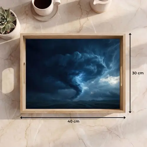Tornado - Duister - Wolken Dienblad Rechthoek middel -USP_Formaat