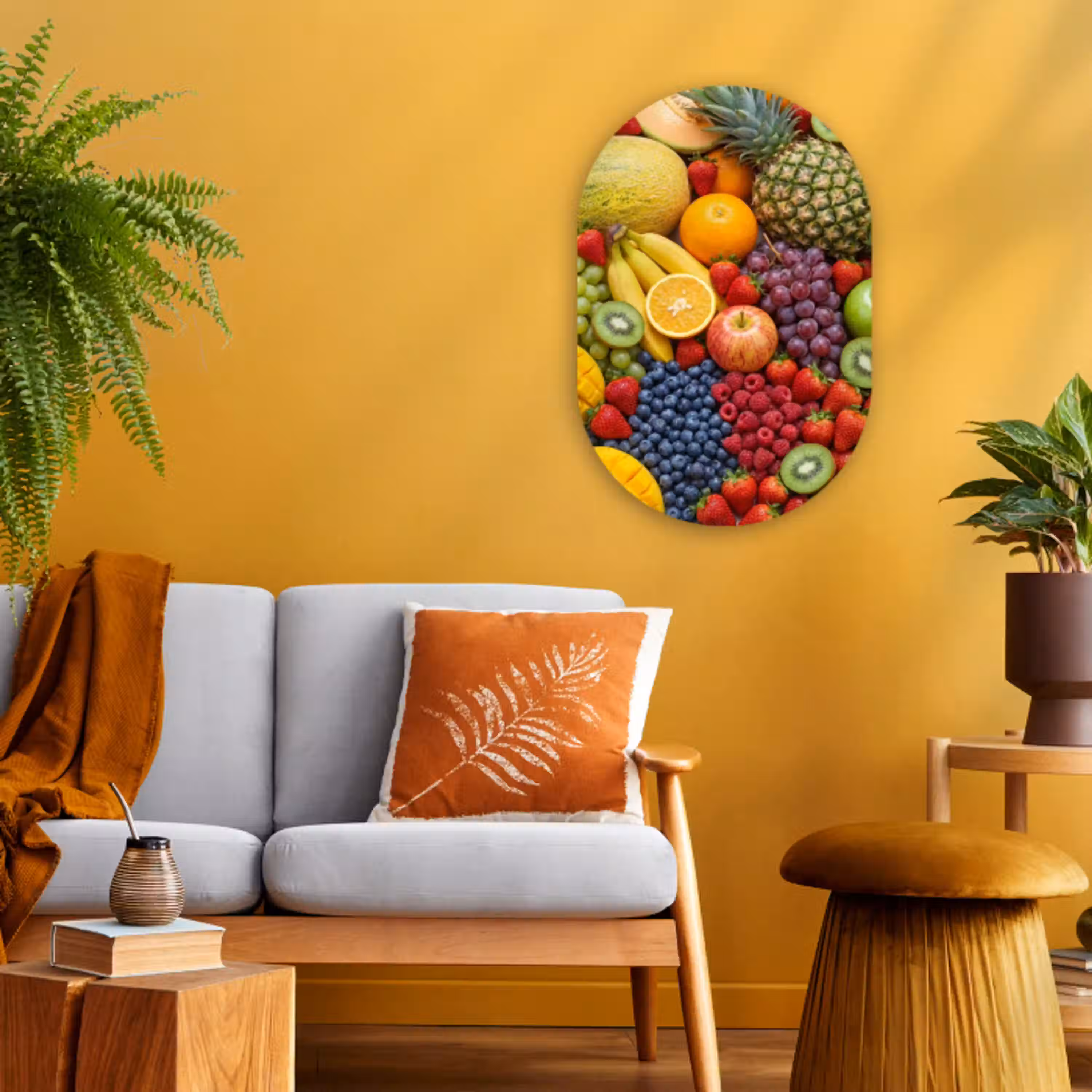 Eten - Fruit - Vers - Kleurrijk - Voeding Wandcirkel Ovaal Forex klein -sfeer4