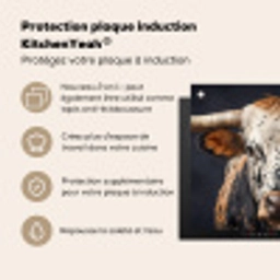 Stier - Kleurrijk - Hoorns Inductie beschermer vinyl 3mm middel -zzzzzzusp-haakje_FR