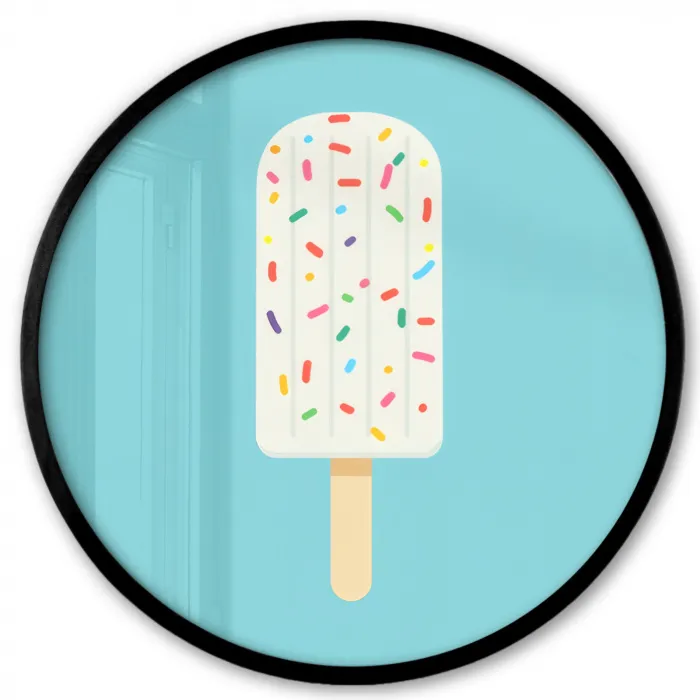 Ijsje - Stokje - Sprinkles - Lichtblauw Fotolijst rond zonder passe partout klein -3d