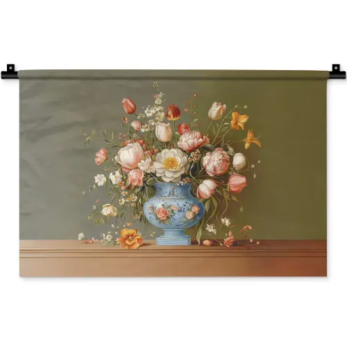 Neutral - Bloemen - Boeket - Vaas Wandkleed katoen klein -zz3d