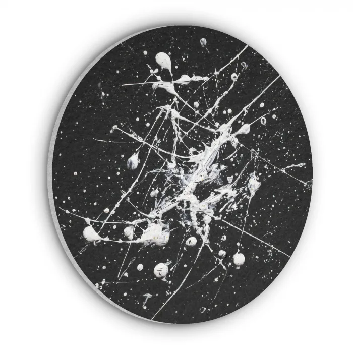 Verfspatten - Wit - Abstract - Explosie Akoestische PET Vilt - Rond klein -3d