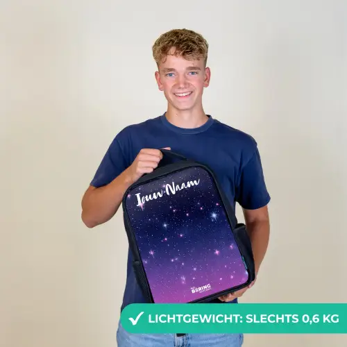 Sterren - Galaxy - Blauw - Roze Rugzak - Zwart middel -sfeer7_NL