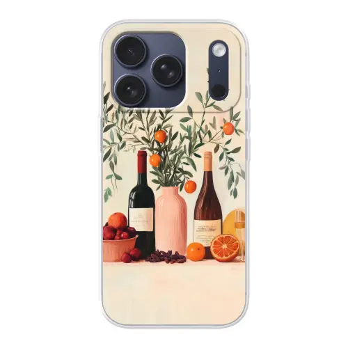 Wijnflessen - Takken - Sinaasappels Telefoonhoesje iPhone 17 Pro klein -3d