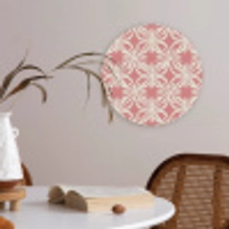 Roze - Bloemenmotief - Wit - Modern Akoestische PET Vilt - Rond klein 838 -sfeer3