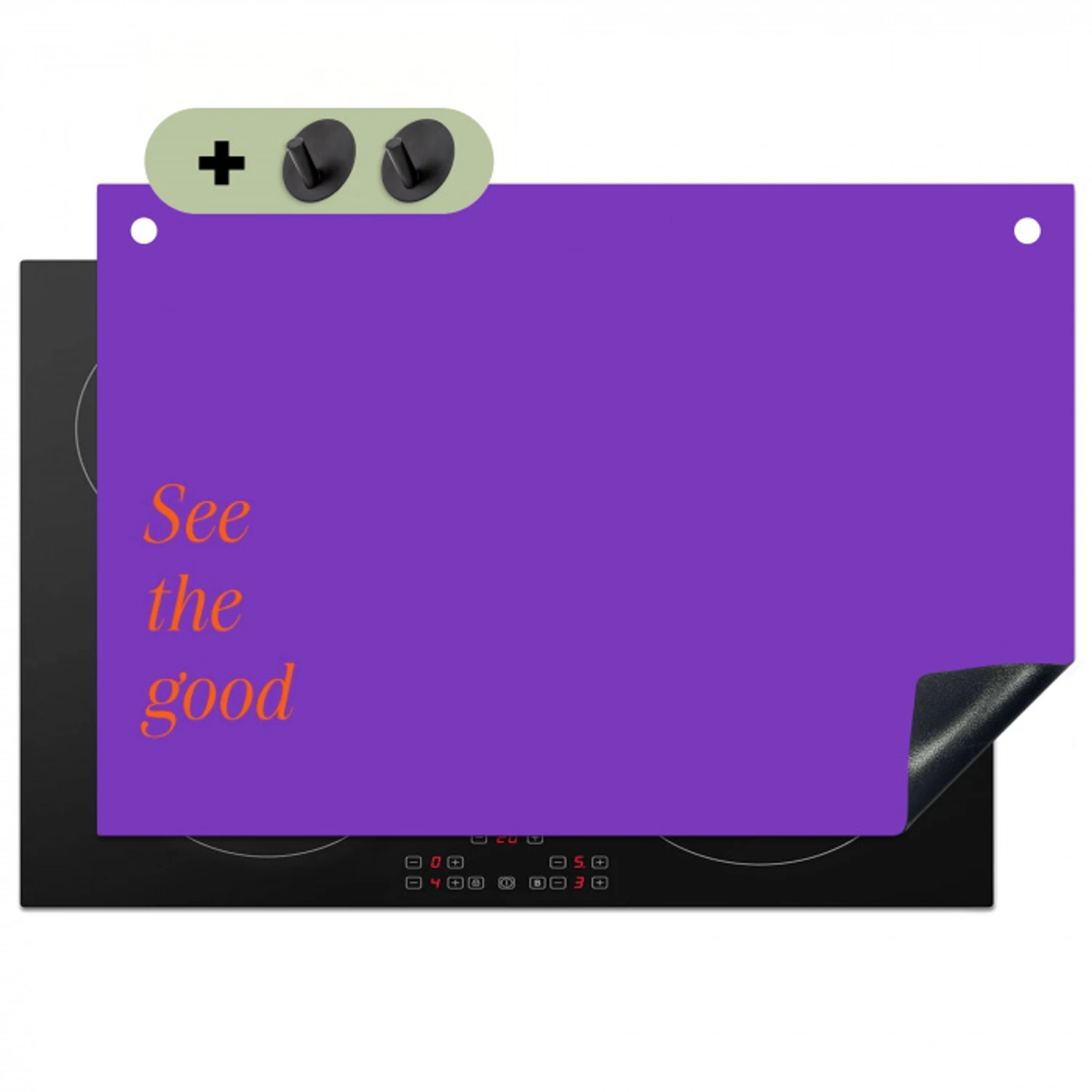 See the good - Oranje - Paars Inductie beschemer met haakjes klein -3d