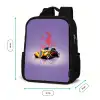 Gele auto met roze vlammen Rugzak - Zwart middel -productfoto_formaten