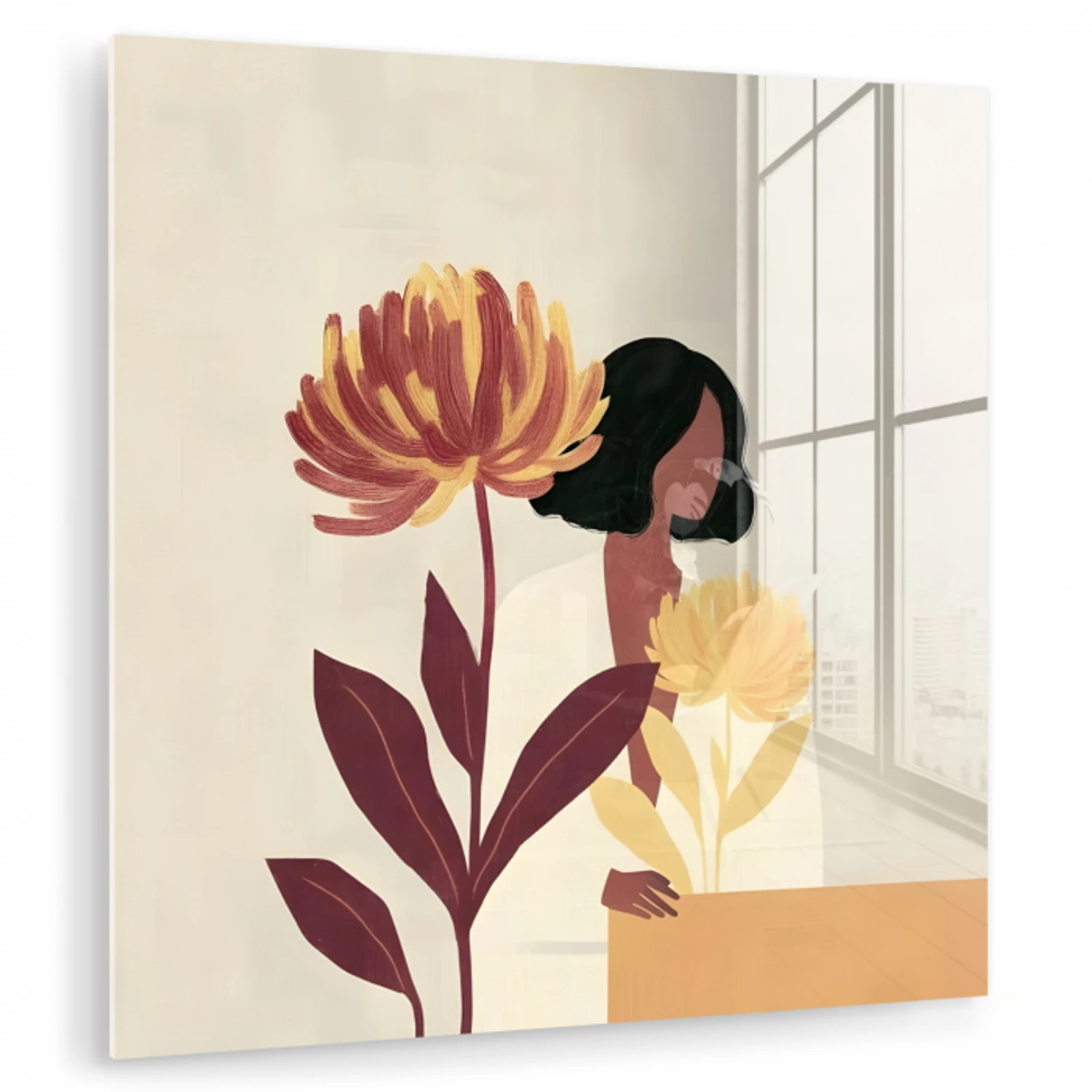 Vrouw - Minimalistisch - Bloem plexiglas 5mm klein -zzzproduct_nieuw