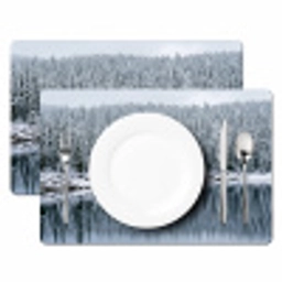 Bos - Reflectie - Meer - Winter - Serene Placemat vinyl groot -zzsfeer2_Kitchenyeah-website