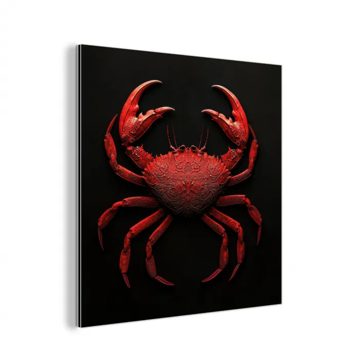 Krab - Rood - Vissen - Schaaldieren aluminium wit klein -3d