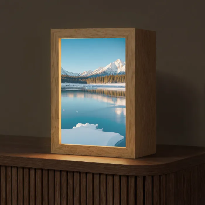 Landschap - Winter - Meer - Bergen - Uitzicht - IJs Light Box met kabel (Tafellamp) klein -z3d_website