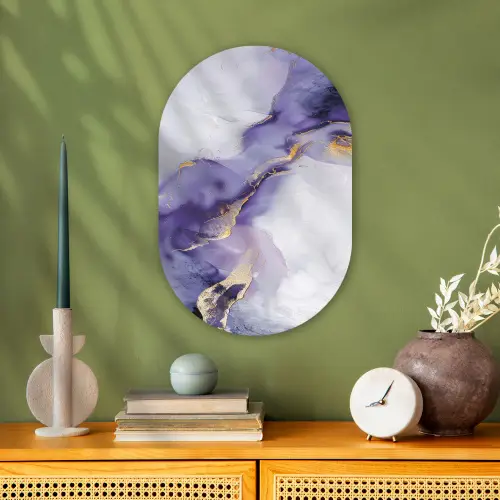 Paars - Modern - Marmer - Abstract Wandcirkel Ovaal Forex klein -sfeer2