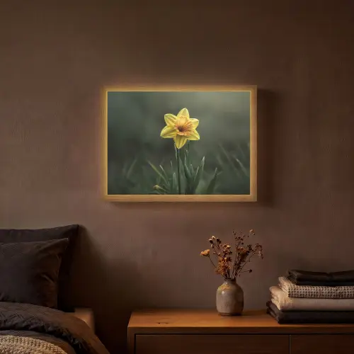 Bloem - Narcis - Gras - Geel Light Box met batterij (Wandlamp) middel -sfeer4