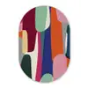 Vormen - Ritmisch - Kleuren - Abstract Wandcirkel Ovaal Glas middel -3d