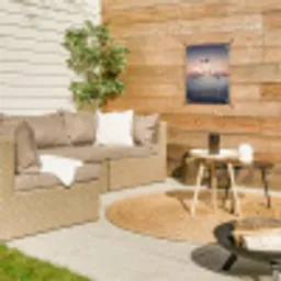 Flamingo - Hart - Zee - Romantisch tuinposter los doek klein -sfeer4