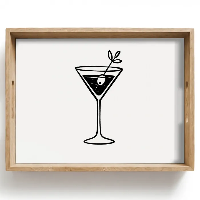 Cocktail - Glas - Olijf - Minimalistisch Dienblad Rechthoek middel -z3d_shopping