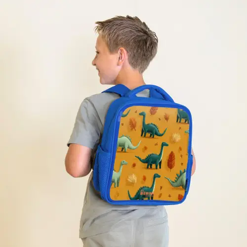 Lange nekken in herfstlandschap Kinderrugzak - Blauw middel -sfeer2