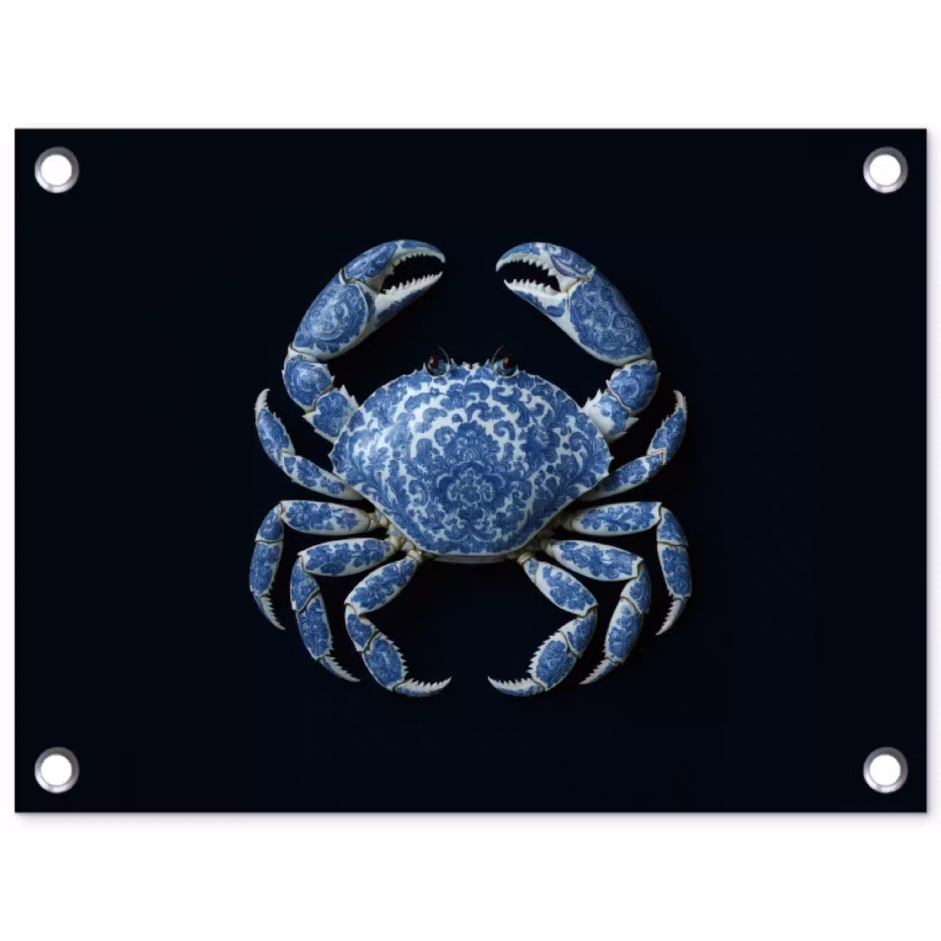 Krab - Delfts blauw - Dieren tuinposter los doek klein -3d