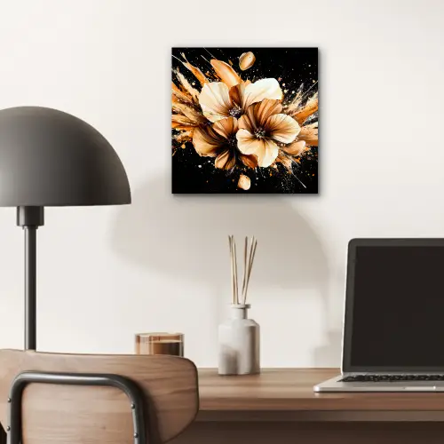 Bloemen - Goud - Graffiti - Zwart - Abstract aluminium wit klein -sfeer5