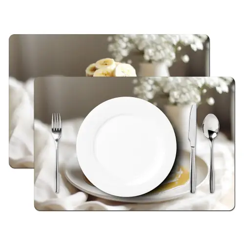 Pannenkoeken - Banaan - Siroop - Wit - Beige Placemat vinyl groot -zzsfeer2_Kitchenyeah-website