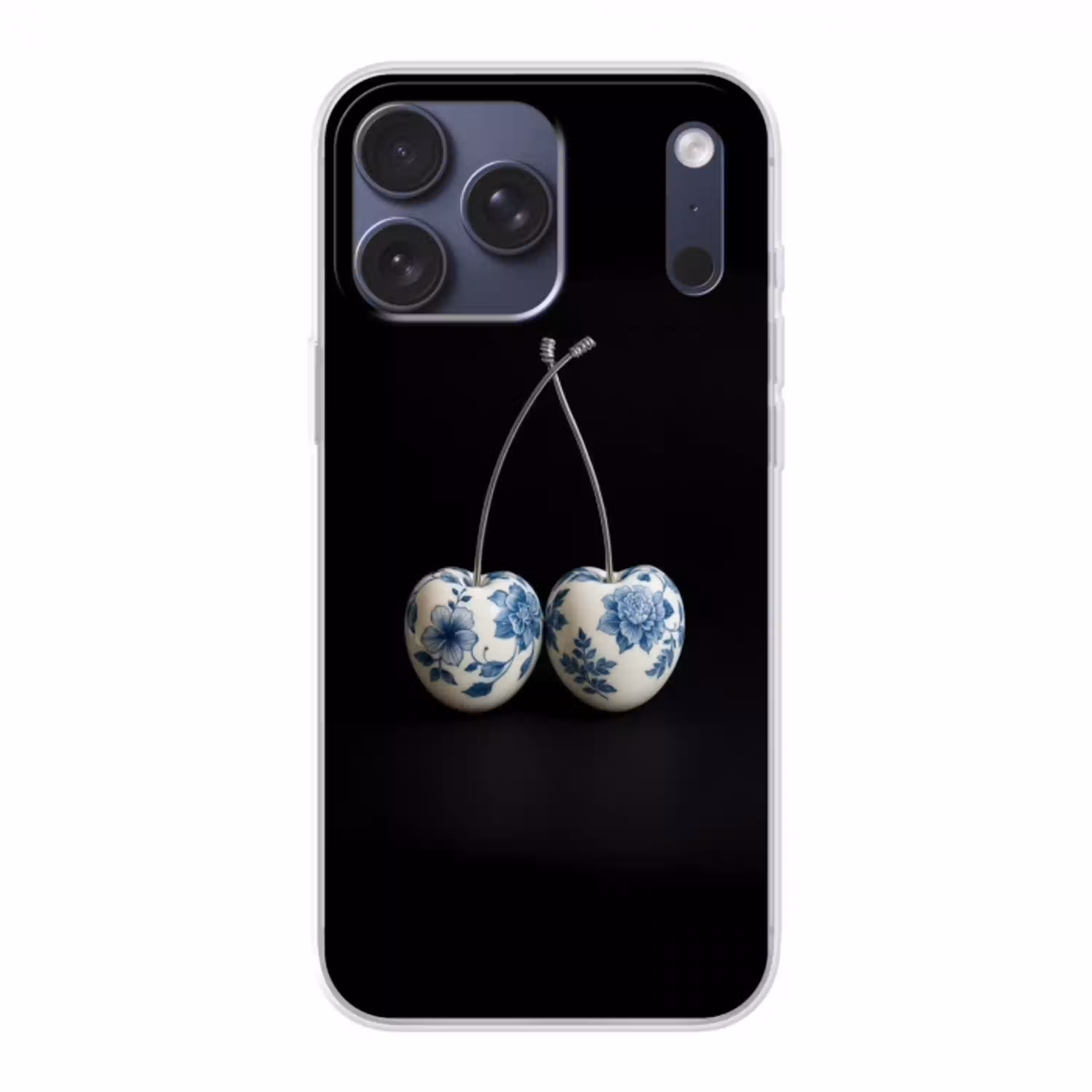 Kersen - Delfts blauw - Fruit Telefoonhoesje iPhone 17 Pro Max klein -3d