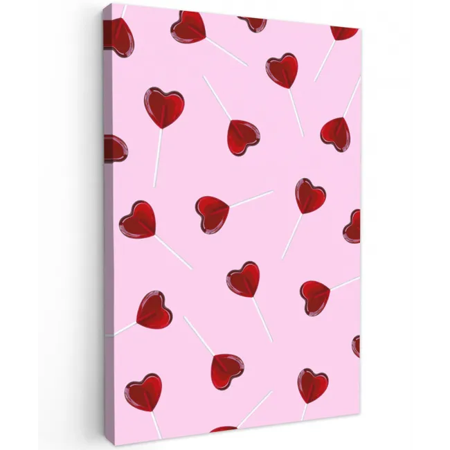Roze - Hart - Lolly - Snoep Tuinposter op houten frame 2 cm dik middel -3d