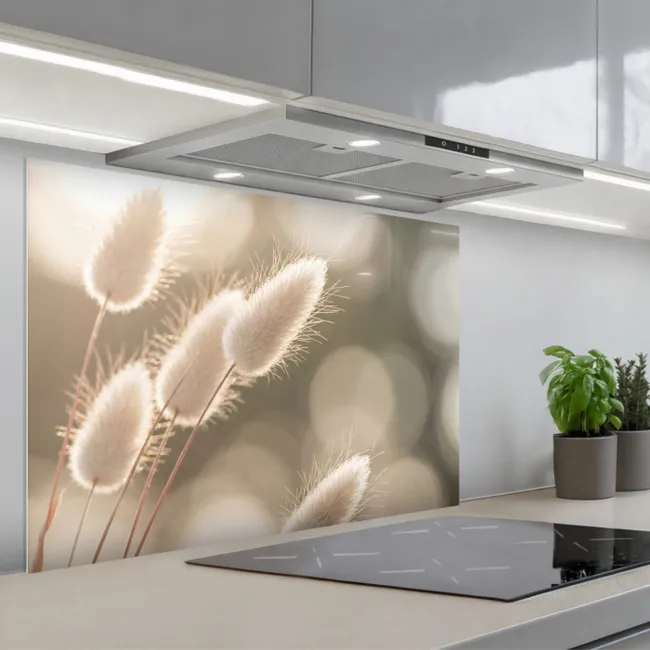 Paraschizzi cucina - Erba a coda di castoro - Bianco - Luce solare