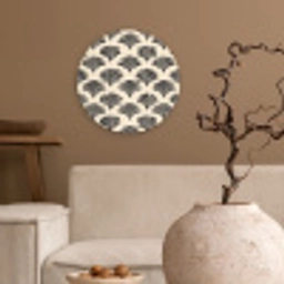 Waaiers - Botanisch - Zwart - Beige Wandcirkel kunststof plaat 5mm dik klein 188 -sfeer1