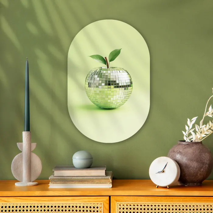 Groen - Disco - Decoratie - Appel Wandcirkel Ovaal Forex klein -sfeer2