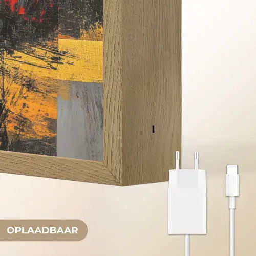 Abstracte kunst - Goud - Zwart Light Box met batterij (Wandlamp) middel -USP_websiteoplaadbaarNL