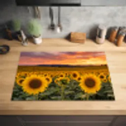 Zonnebloemen - Heuvellandschap - Geel Inductie beschermer vinyl 3mm klein -sfeer5